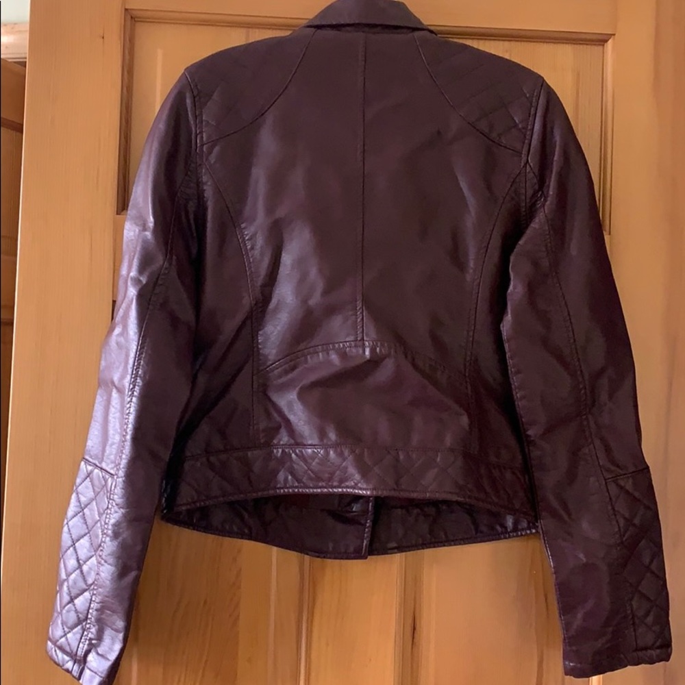 Maroon Faux leather moto jacket - Picture 4 of 5